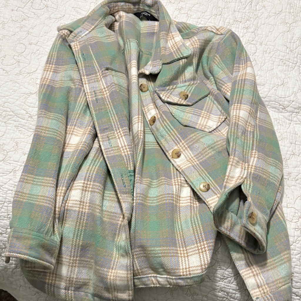 Women's Plaid Utility Jacket In Green And Cream